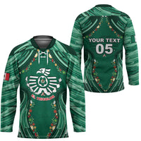 Custom Mexico Football Hockey Jersey Aztec Eagle With Mini Floral Patterns