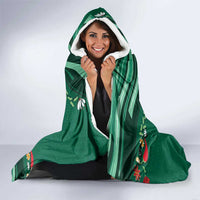 Mexico Football Hooded Blanket Aztec Eagle With Mini Floral Patterns