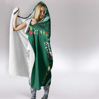 Mexico Football Hooded Blanket Aztec Eagle With Mini Floral Patterns