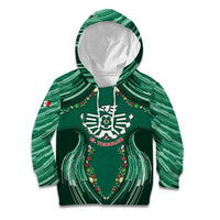 Custom Mexico Football Kid Hoodie Aztec Eagle With Mini Floral Patterns
