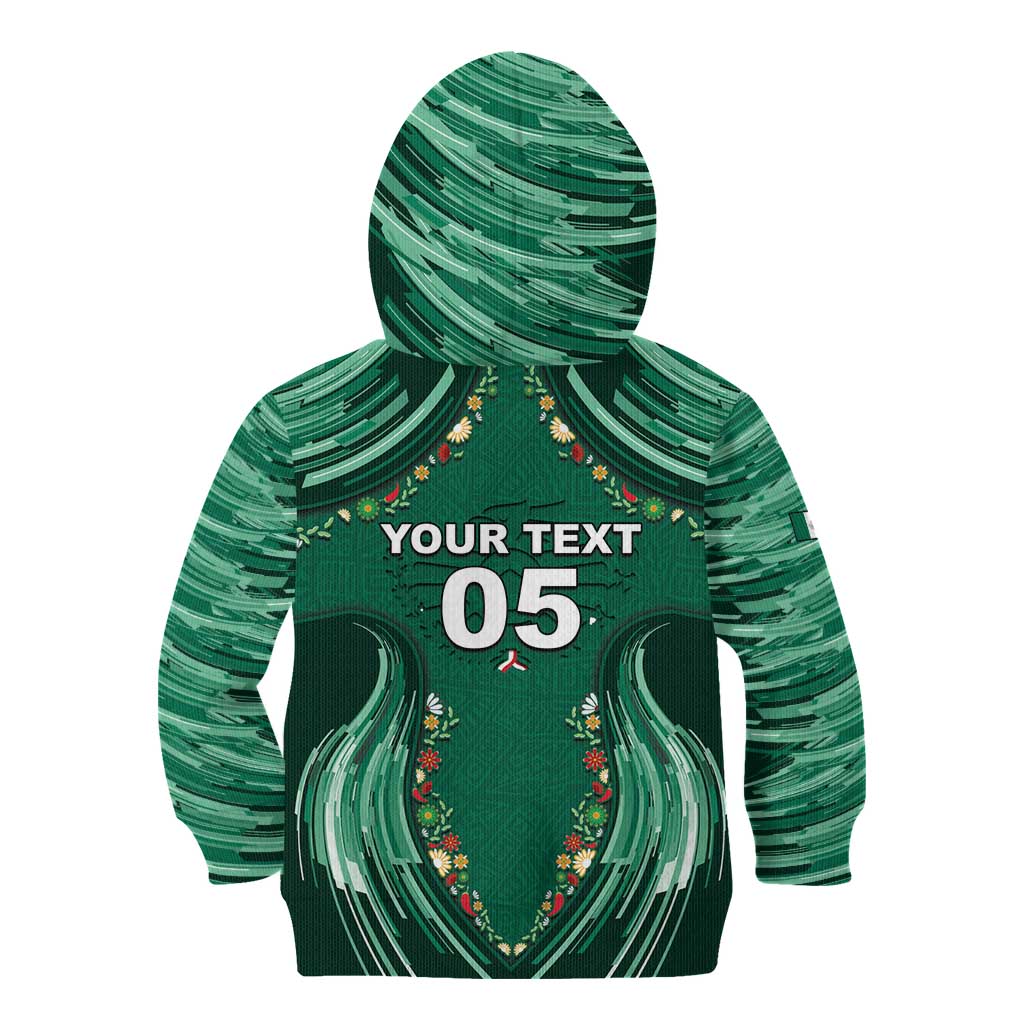 Custom Mexico Football Kid Hoodie Aztec Eagle With Mini Floral Patterns