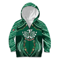 Custom Mexico Football Kid Hoodie Aztec Eagle With Mini Floral Patterns