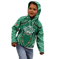 Custom Mexico Football Kid Hoodie Aztec Eagle With Mini Floral Patterns