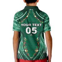 Custom Mexico Football Kid Polo Shirt Aztec Eagle With Mini Floral Patterns