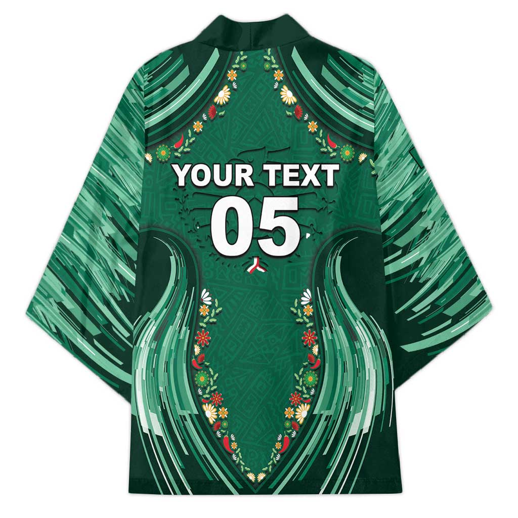 Custom Mexico Football Kimono Aztec Eagle With Mini Floral Patterns