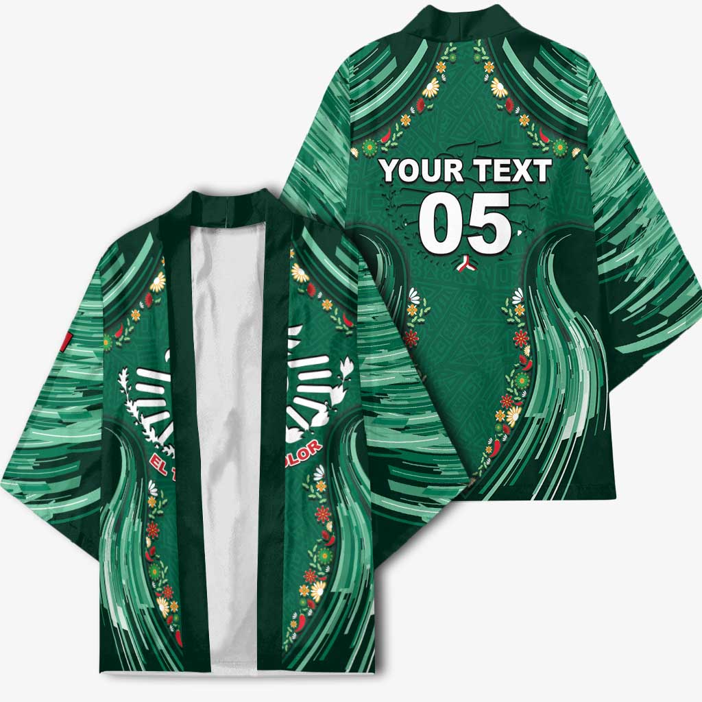 Custom Mexico Football Kimono Aztec Eagle With Mini Floral Patterns
