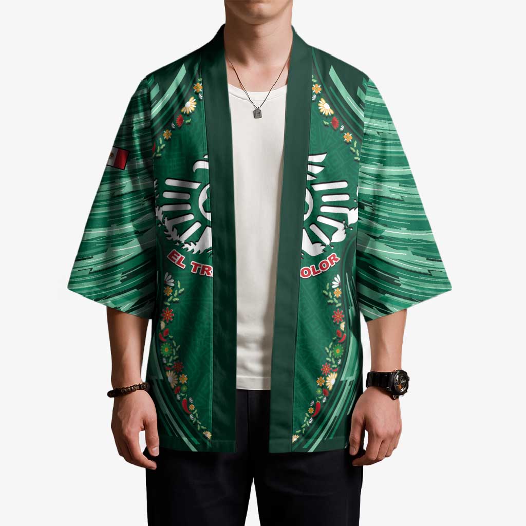 Custom Mexico Football Kimono Aztec Eagle With Mini Floral Patterns