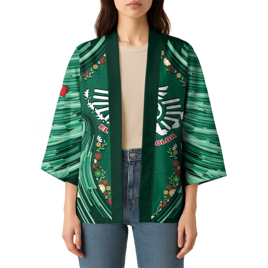 Custom Mexico Football Kimono Aztec Eagle With Mini Floral Patterns