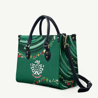 Mexico Football Leather Bag Aztec Eagle With Mini Floral Patterns