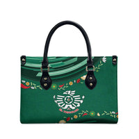 Mexico Football Leather Bag Aztec Eagle With Mini Floral Patterns
