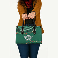 Mexico Football Leather Bag Aztec Eagle With Mini Floral Patterns