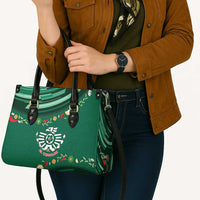 Mexico Football Leather Bag Aztec Eagle With Mini Floral Patterns