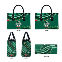 Mexico Football Leather Bag Aztec Eagle With Mini Floral Patterns