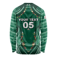 Custom Mexico Football Long Sleeve Shirt Aztec Eagle With Mini Floral Patterns