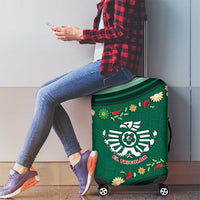 Mexico Football Luggage Cover Aztec Eagle With Mini Floral Patterns