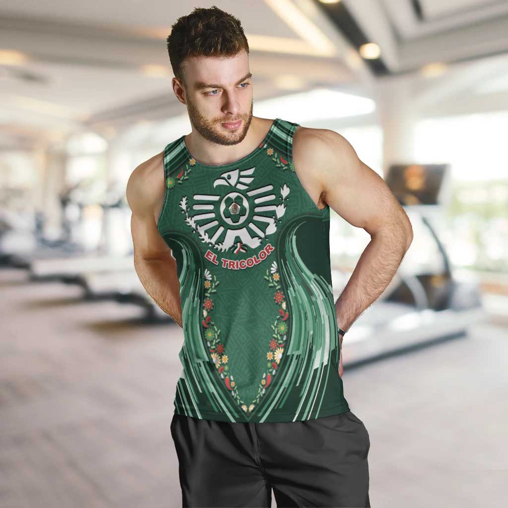 Custom Mexico Football Men Tank Top Aztec Eagle With Mini Floral Patterns
