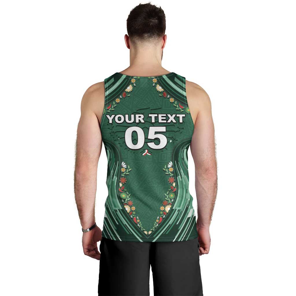 Custom Mexico Football Men Tank Top Aztec Eagle With Mini Floral Patterns