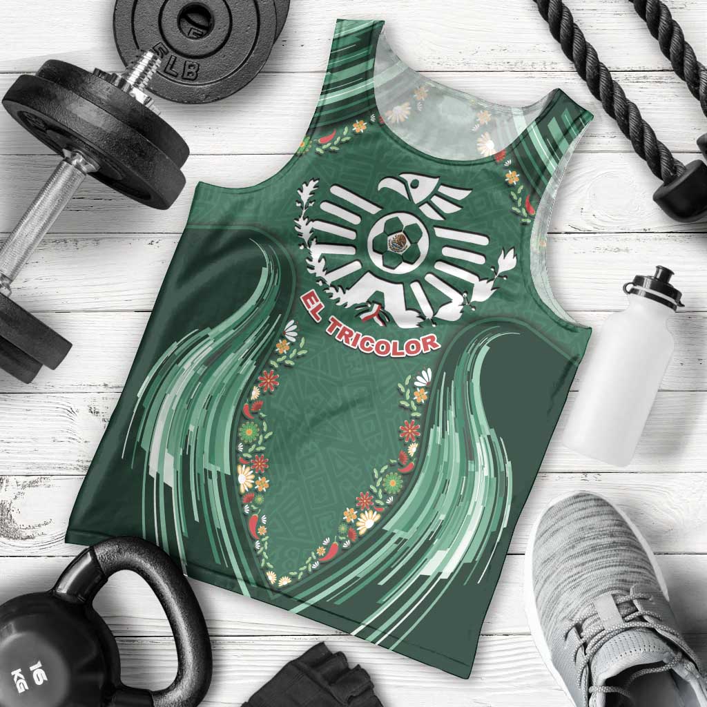 Custom Mexico Football Men Tank Top Aztec Eagle With Mini Floral Patterns