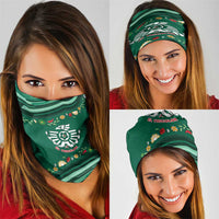 Mexico Football Neck Gaiter Aztec Eagle With Mini Floral Patterns