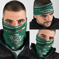 Mexico Football Neck Gaiter Aztec Eagle With Mini Floral Patterns