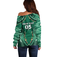 Custom Mexico Football Off Shoulder Sweater Aztec Eagle With Mini Floral Patterns