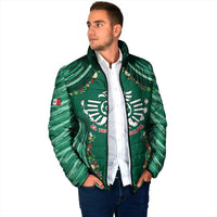 Custom Mexico Football Padded Jacket Aztec Eagle With Mini Floral Patterns
