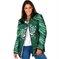 Custom Mexico Football Padded Jacket Aztec Eagle With Mini Floral Patterns