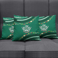 Mexico Football Pillow Cover Aztec Eagle With Mini Floral Patterns