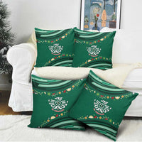 Mexico Football Pillow Cover Aztec Eagle With Mini Floral Patterns