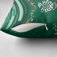 Mexico Football Pillow Cover Aztec Eagle With Mini Floral Patterns