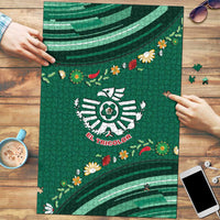 Mexico Football Puzzle Aztec Eagle With Mini Floral Patterns