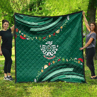Mexico Football Quilt Aztec Eagle With Mini Floral Patterns