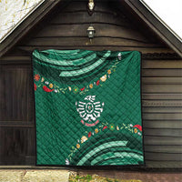 Mexico Football Quilt Aztec Eagle With Mini Floral Patterns