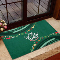 Mexico Football Rubber Doormat Aztec Eagle With Mini Floral Patterns