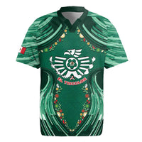 Custom Mexico Football Rugby Jersey Aztec Eagle With Mini Floral Patterns