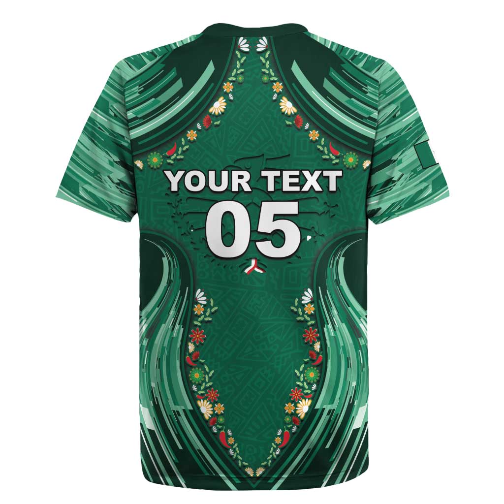 Custom Mexico Football Rugby Jersey Aztec Eagle With Mini Floral Patterns