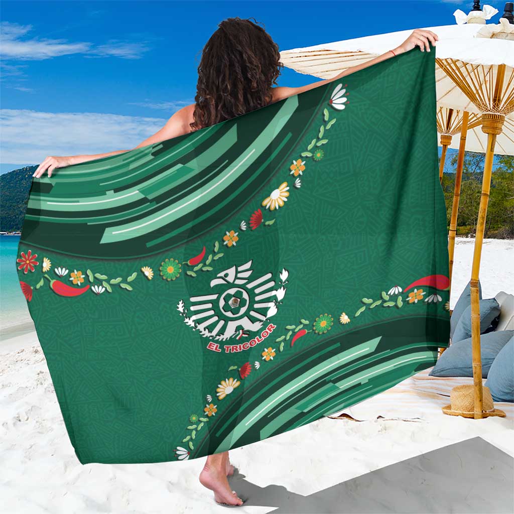 Mexico Football Sarong Aztec Eagle With Mini Floral Patterns