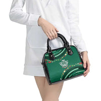 Mexico Football Shoulder Handbag Aztec Eagle With Mini Floral Patterns
