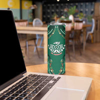 Custom Mexico Football Skinny Tumbler Aztec Eagle With Mini Floral Patterns
