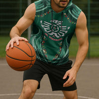 Custom Mexico Football Sleeveless Hoodie Aztec Eagle With Mini Floral Patterns