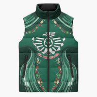 Custom Mexico Football Sleeveless Puffer Jacket Aztec Eagle With Mini Floral Patterns
