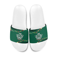 Mexico Football Slide Sandals Aztec Eagle With Mini Floral Patterns