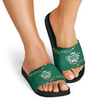 Mexico Football Slide Sandals Aztec Eagle With Mini Floral Patterns