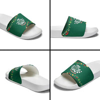 Mexico Football Slide Sandals Aztec Eagle With Mini Floral Patterns