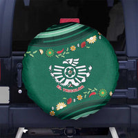 Mexico Football Spare Tire Cover Aztec Eagle With Mini Floral Patterns