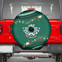 Mexico Football Spare Tire Cover Aztec Eagle With Mini Floral Patterns