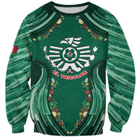 Custom Mexico Football Sweatshirt Aztec Eagle With Mini Floral Patterns