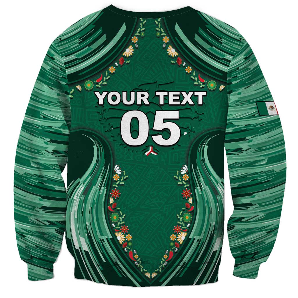 Custom Mexico Football Sweatshirt Aztec Eagle With Mini Floral Patterns