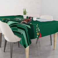 Mexico Football Tablecloth Aztec Eagle With Mini Floral Patterns