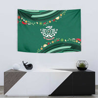 Mexico Football Tapestry Aztec Eagle With Mini Floral Patterns